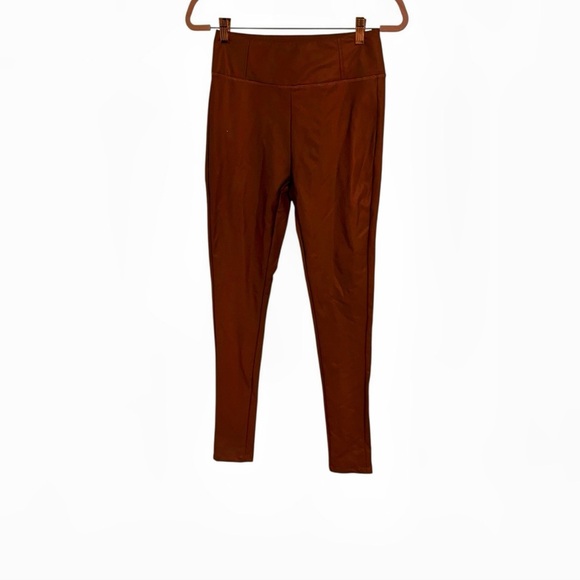 Ookie & lala tan vegan leather skinny pants leggings medium M like new - Picture 1 of 5